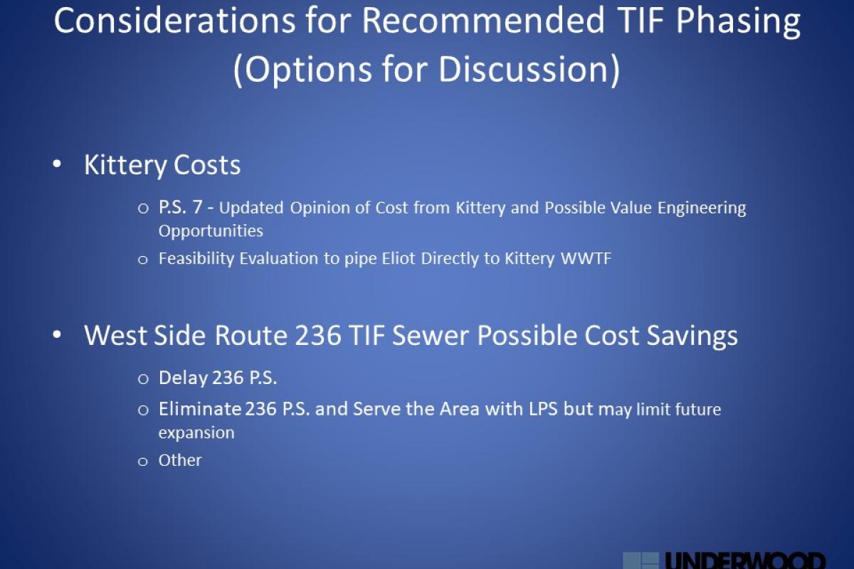 Considerations for Recommended TIF Phasing (Options for Discussion)